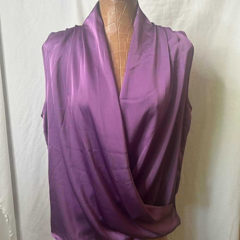 Women’s Sleeveless Wrap Blouse Large purple
